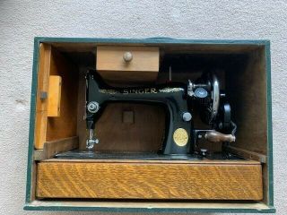 Stunning Singer 99k Vintage Antique Hand Sewing Machine With Case,  Book &