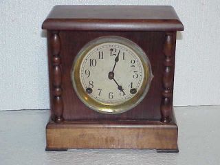 Antique Sessions Natural Finish Wood Case Mantle Clock Parts Repair A