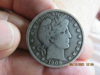 Better Date Very Fine 1909 - O Barber Silver Half Dollar