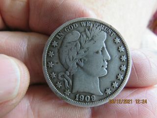 Better Date Very Fine 1909 - P Barber Silver Half Dollar