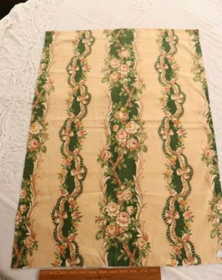 Antique French Climbing Roses,  Ribbons & Bows Cotton Home Dec Fabric 29 