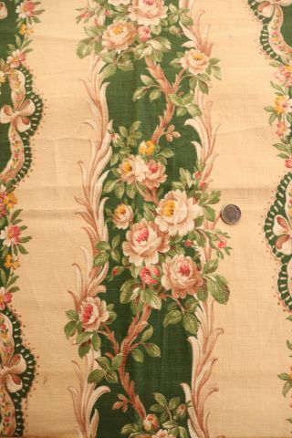 Antique French Climbing Roses,  Ribbons & Bows Cotton Home Dec Fabric 29 