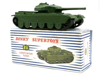 Dinky 651 Centurion Tank.  Smart Model In Good Blue Stripe Box.
