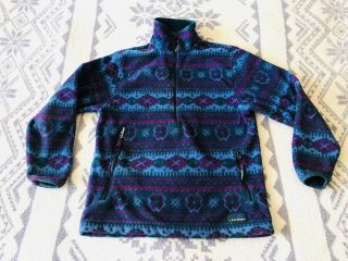 Vintage Ll Bean Polartec Windbloc Fleece Women’s Snowflake 1/4 Zip Size S Jacket