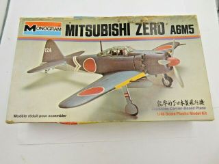 Vintage Monogram Mitsubishi Zero A6m5 1/48 Scale Plastic Model Kit 6799