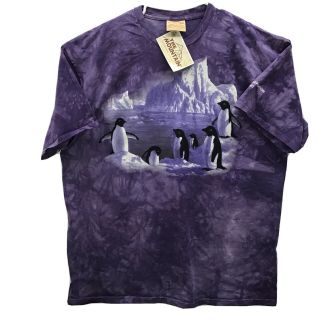 The Mountain Arctic Penguins Tie Dye T Shirt Tee Purple 1999 Vintage Xxl 2x Nwt