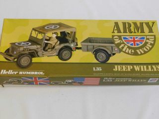 1/35 Heller Humbrol Jeep Willys Mb Us Army Plastic Scale Model Kit 81120 Started