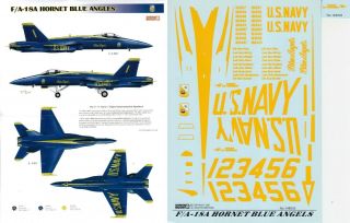 Jasmine Model Decals 1/48 F/a - 18a Hornet 2006 Blue Angels Display Team (usn)