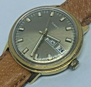Vintage Timex Marlin 26861 - 02776 Mens Gold Tone Hand - Wind Mechanical Watch Hours