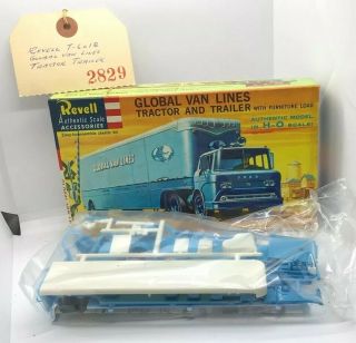 Vintage 1959 Revell Ho Scale Global Van Lines Tractor And Trailer T - 6018:98