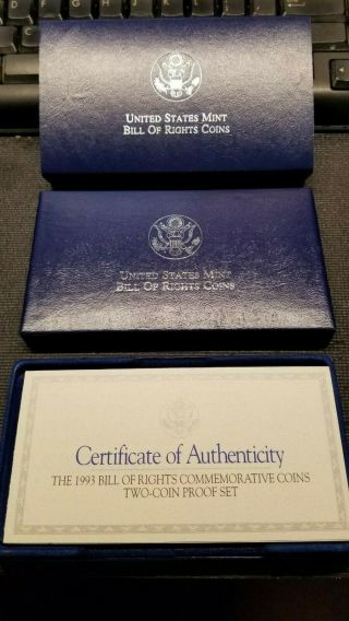 1993 Bill Of Rights Commemorative 2 Coin Proof Set - Us