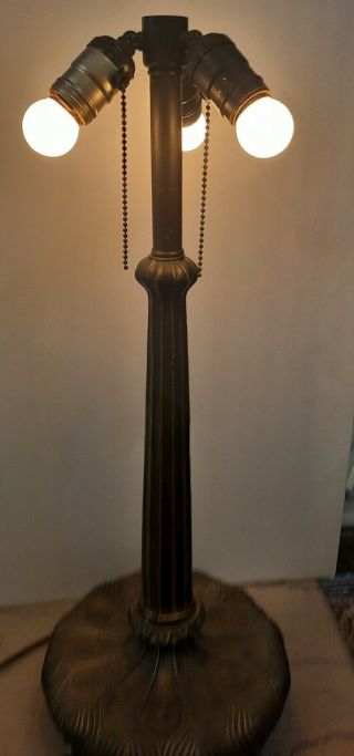 Ornate Bronzed Metal Antique Lamp Base 24 " 3 Pull Chain Sockets