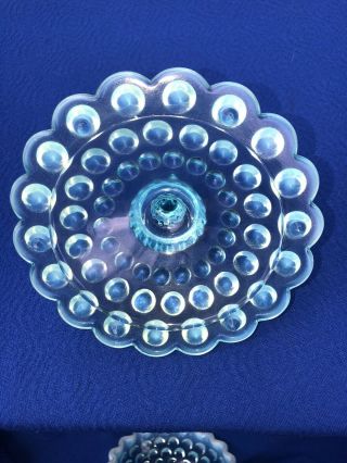 Fenton Glass Blue Hobnail Candy Dish With Lid Vintage Antique Opalescent 3887 3