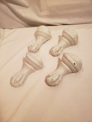 Set Of 4 Vintage Cast Iron Eagle Claw Foot Tub Feet,  Painted White,  Unmarked