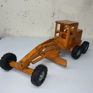 Vintage Tonka Orange Road Grader,  Pressed Steel Toy,  Early Diesel No.  600