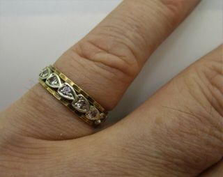 Antique 1930s Yellow & White 9ct Gold Ring Set With Natural Tourmaline Or Spinel