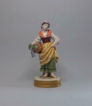 Antique Porcelain Dresden German Young Lady Figurine By Volkstedt