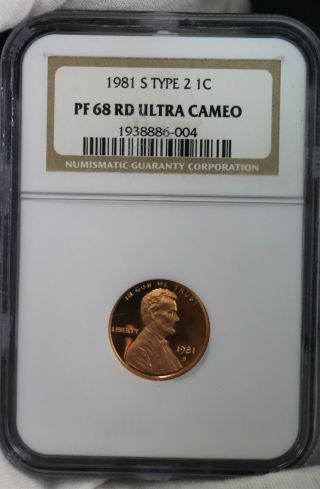 1981 S Type 2 Lincoln Cent Proof 1c Ngc Pf68 Rd Ultra Cameo Coin