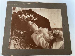 Antique Post Mortem Photo Women In Coffin Funeral Death Postmortem 10 X 12