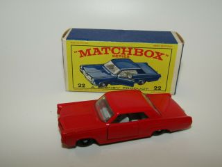 Matchbox Lesney No 22c Pontiac G.  P.  Coupe Orange - Red Nmib E2 Box Blue Car Box