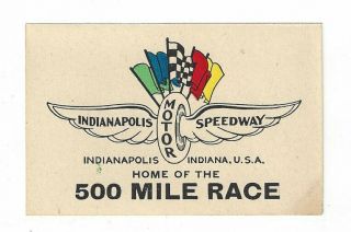 Old Indy 500 Race Decal " Indianapolis Motor Speedway " 1950 