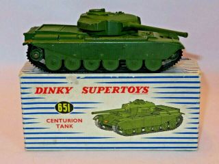 Dinky 651 Centurion Tank.  Model In Good Blue Stripe Picture Box.