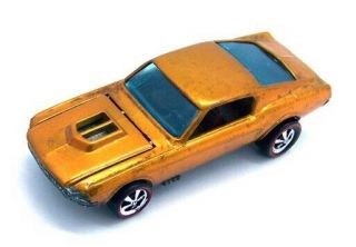 1968 Hot Wheels Redline Custom Mustang Honey Amber Gold Open Hood Scoop Ohs