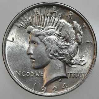1924 - P $1 Peace Silver Dollar Ch/gem Bu