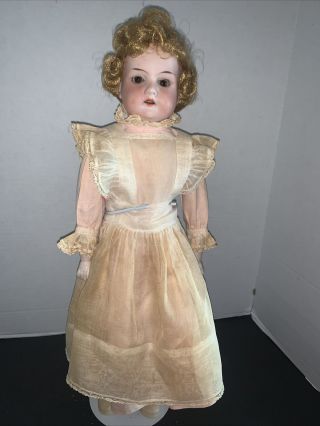 Antique 18” German Kestner Bisque Kid Leather Body Doll With Teeth