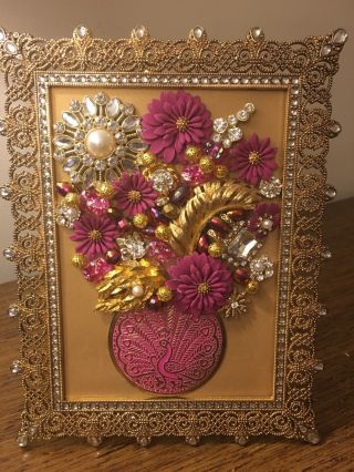 Vintage And Contemporary Jewelry Framed Art.