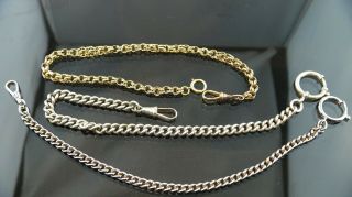 Antique Gold Filled/ Silver Tone Pocket Watch Chain Fob
