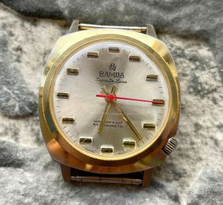 ✩ Vintage RAMBA De Luxe Oberon SWISS MADE 70s old wrist watch Gold Plated 3