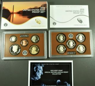 2019 - S Us Proof Coin Set,  Including " W " Cent / Total 11 Coins