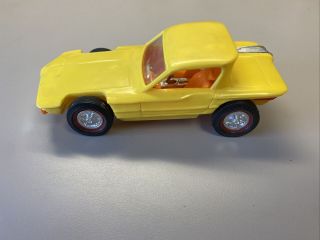 Vintage 1970s Cragstan 6.  5” Yellow Race Car Drag Hot Rod