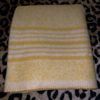 Vintage Yellow White Striped Wool Blanket Throw Retro Picnic Mcm Hot Rod 50s 60s