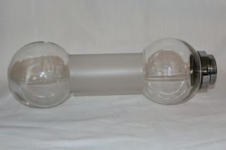 Antique Molded Clear & Frosted Glass Barbell Cocktail Shaker