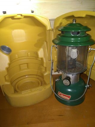 Vintage Green Coleman Lantern W Case Funnel 220f Date 11/65