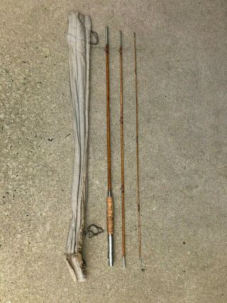 Vintage 3 Pc.  Kingfisher Bamboo Fly Rod Measures 8 