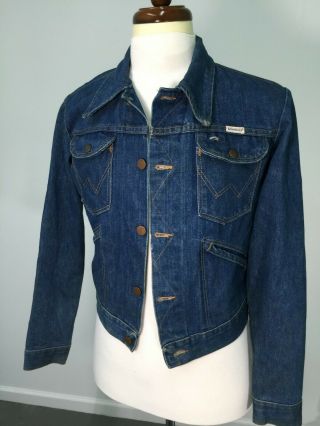 Vtg 1970s Wrangler No Fault Denim Mens Jacket Sz 36 Made In Usa 100 Cotton 70s