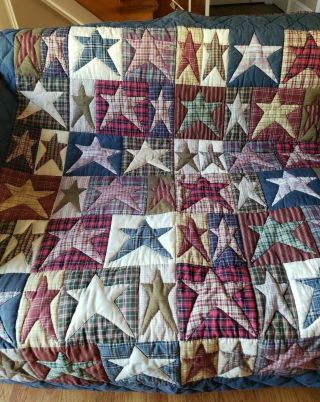 Patch Magic Quilted Stars Throw Blanket Wall Hanging 51 " X 60 " Vtg - Retro Cottage
