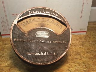 Antique 1898 Eclipse Ammeter Gage Mod.  160,  Weston Electrical Inst.  Steampunk Lamp