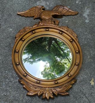 Vintage Eagle Mirror Concave Gold Tone Federal Style Wall Decor