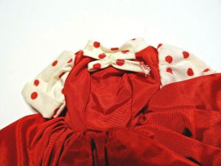 MADAME ALEXANDER TAGGED CISSETTE 1960 ' s RED TAFFETA WITH POLKA DOT SLEEVES 2