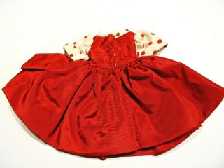MADAME ALEXANDER TAGGED CISSETTE 1960 ' s RED TAFFETA WITH POLKA DOT SLEEVES 3