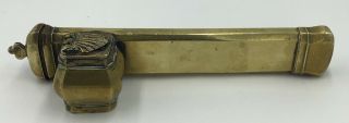 Antique Portable Brass Traveling Scribe Inkwell Ottoman Islamic Pen Quill Case