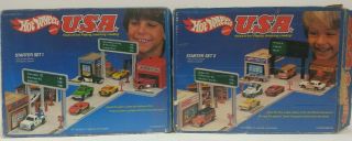 Vintage Mattel Hot Wheels Usa Starter Set 1 & 2,  1981 No.  5054 Box