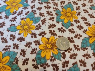 Full Vintage Feedsack: Opened,  Golden Yellow And Brown Flowers