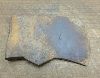 L1331 - Large Early Antique 6 Lb 5 Oz Hand Forged Jersey Pattern Axe Head Signed