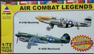 Accurate Miniatures 1:72 P - 51b Mustang P - 40n Warhawk Model Kit 1020