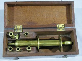 Antique Brass Syringe - Medical - Embalming - Wood Box